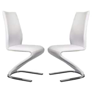 Contemporary White Z Shaped Side Chair (Set of 2)