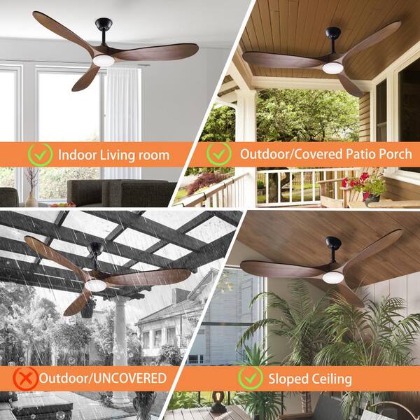 ふふ FUFU&GAGA 60 in. 6-Speed Brown 3-Blade Propeller Ceiling Fan