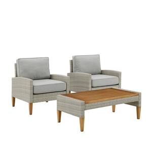 Capella 3-Piece Patio Conversation Set with Gray Cushions