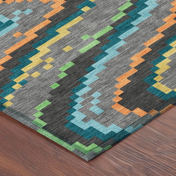 Chantille Machine Washable Indoor/Outdoor Abstract ACN2829 Gray 9 ft. x 12 ft. Area Rug