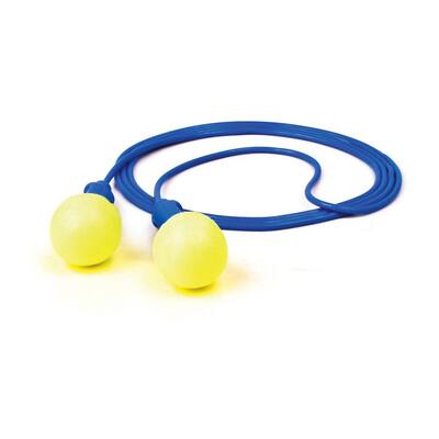 E-A-R Blue Corded Yellow Push-Ins Earplugs with Poly Bag - NRR 28 dB (Case of 400-Pairs)