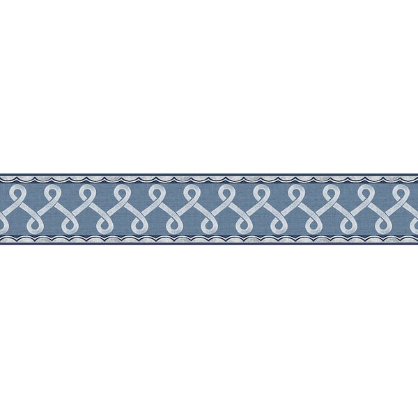 Scalloped Ribbon Blue Trim Wall Border