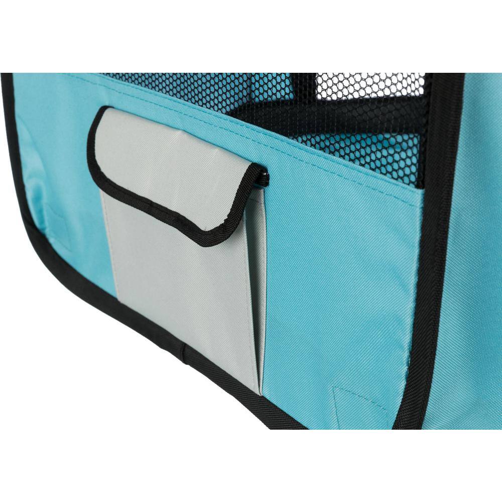 Medium Turquoise Soft-Sided Nylon Mobile Playpen for Pets