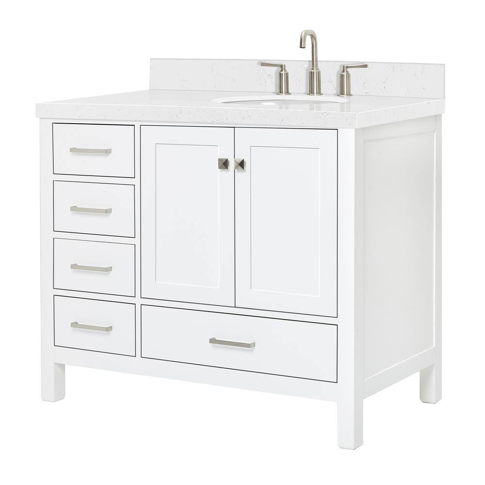 Cambridge 42" White Hardwood Freestanding Single Vanity Set