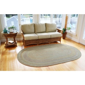 Revere Marina Blue 4 ft. x 4 ft. Round Indoor/Outdoor Braided Area Rug