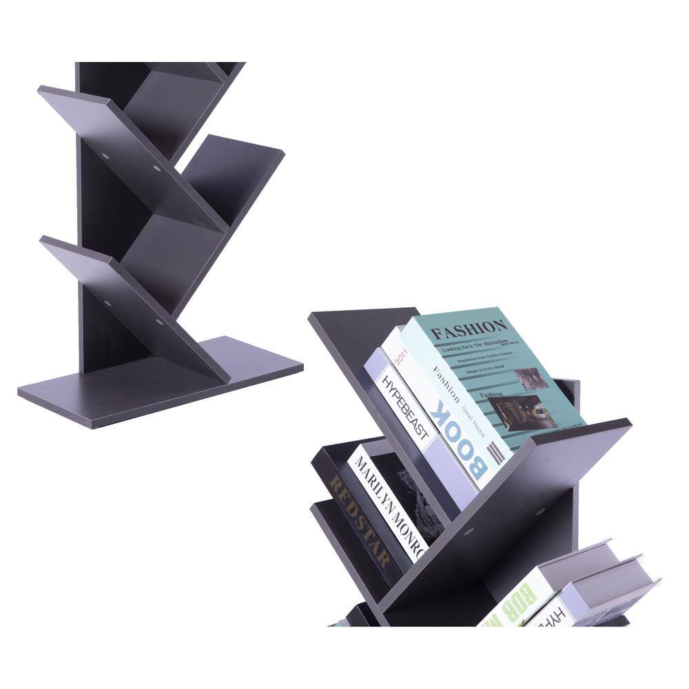 Gray Wooden 9-Shelf Tree Bookcase