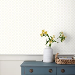 Chateau Ogee Pale Yellow Peel and Stick Removable Wallpaper Panel (covers approx. 26 sq. ft.)
