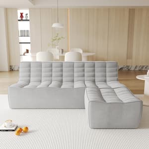 82.68 in. Armless 2-piece Linen Polyester Modular Free Combination Lazy Sectional Sofa in Gray