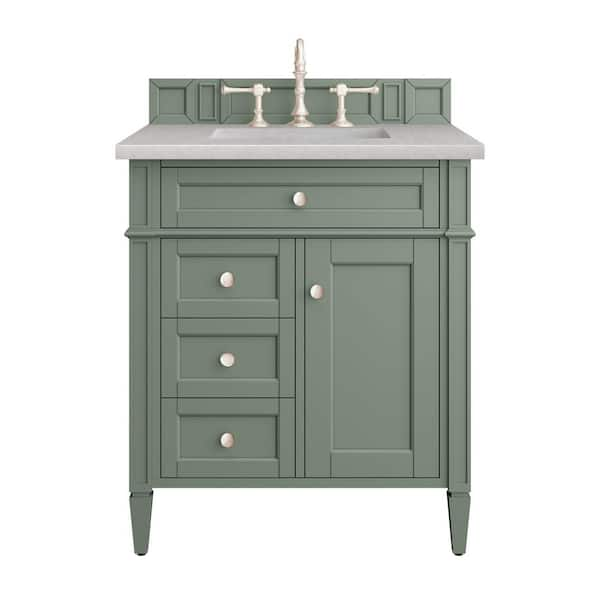 James Martin Vanities Brittany 30.0 in. W x 23.5 in. D x 33.8 in. H Bathroom Vanity in Smokey Celadon with Eternal Serena Quartz Top