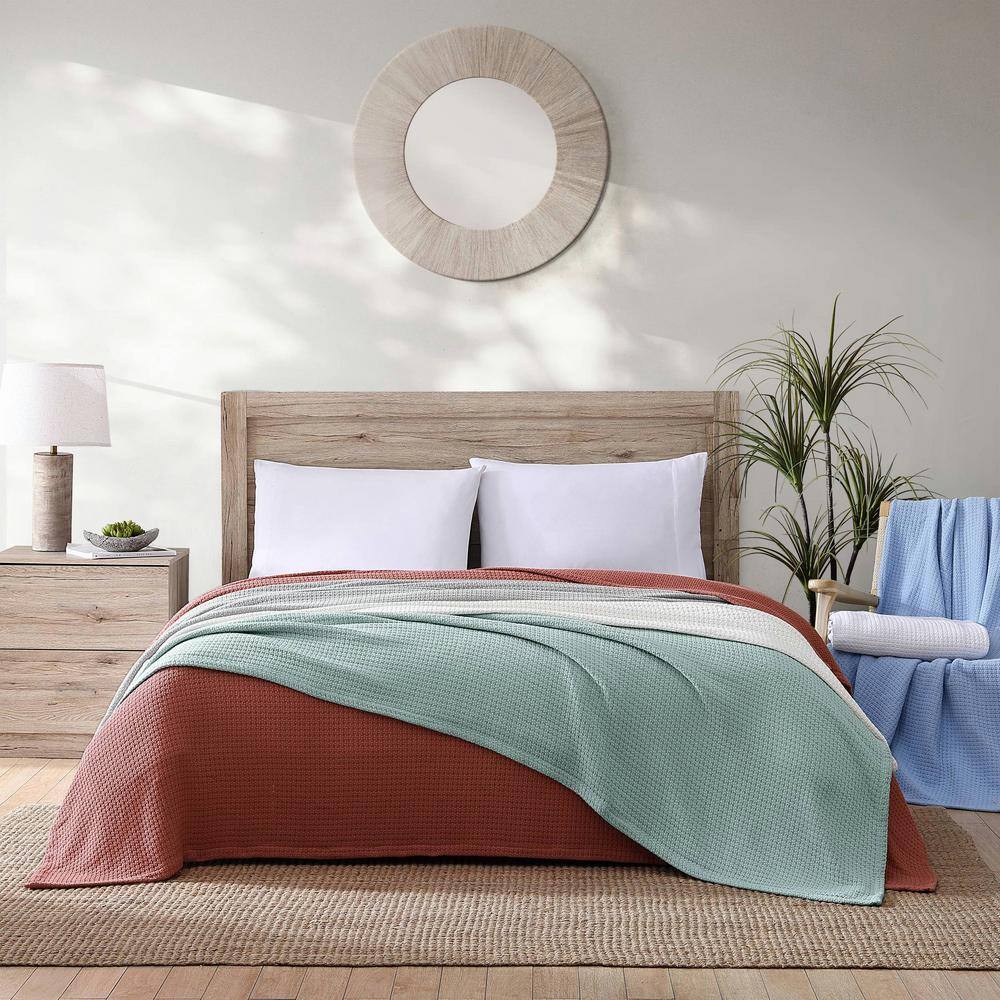 King Coral Cotton Woven Reversible Blanket