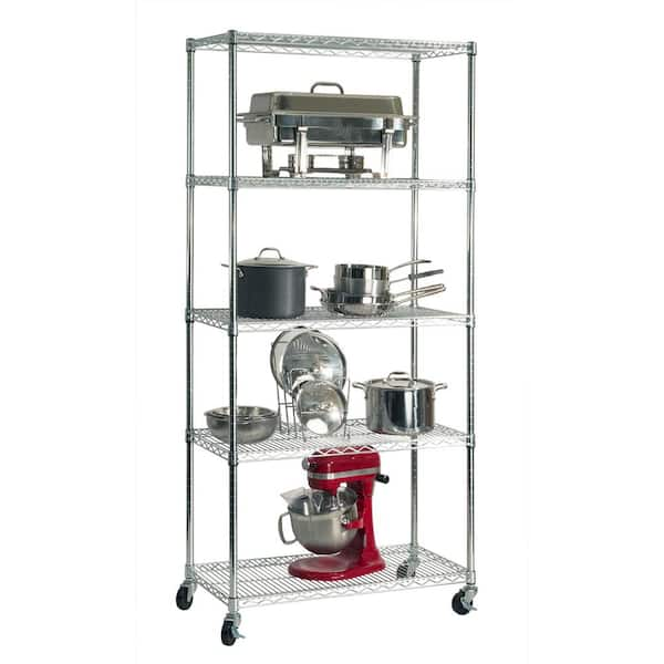 Seville Classics UltraDurable 5-Tier Commercial NSF Certified Steel Wire Shelving System in Zinc (36 in. W x 18 in. D x 75 in. H)