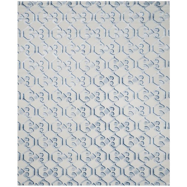 Tibetan 8 ft. x 10 ft. Blue/Ivory Contemporary Moroccan Trellis Area Rug
