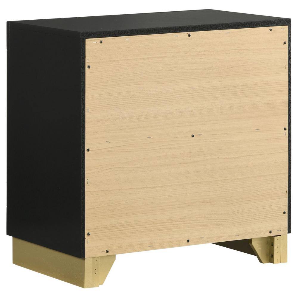 Black and Gold 2-Drawer Modern Nightstand