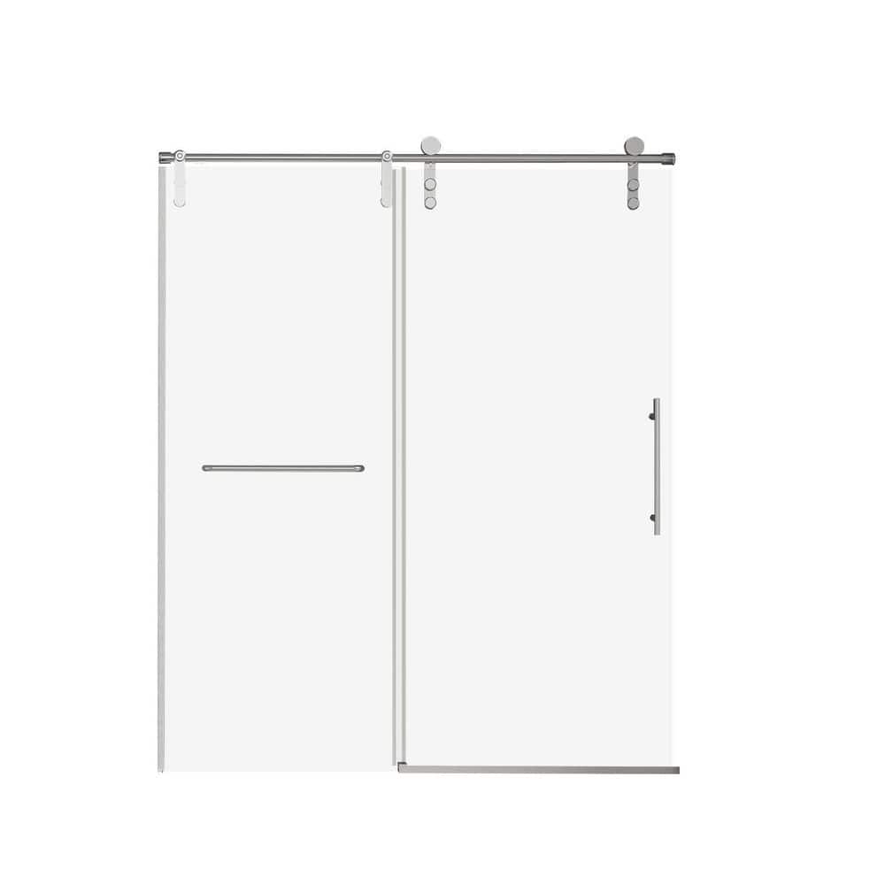 60 in. W x 70 in. H Sliding Frameless Shower Door in Brushed Nickel Finish with Clear Tempered Glass with Handles price history on PriceWatchPro