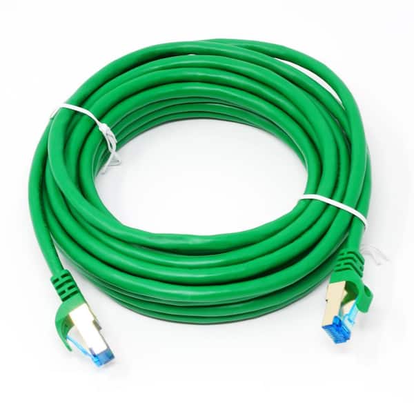 QualGear 20 ft. Cat 7 Round High-Speed Ethernet Cable Green