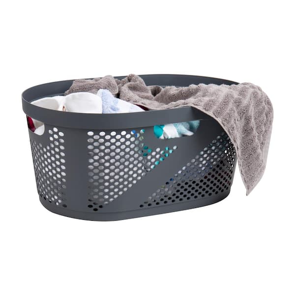 Mind Reader Grey 10.5 in. H x 14.5 in. W x 23 in. L Plastic 60L Slim Ventilated Rectangle Laundry Basket (Set of 2)