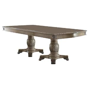 Chateau De Ville Rectangle Antiqu Wood 46 in. Pedestal Dining Table Seats 6