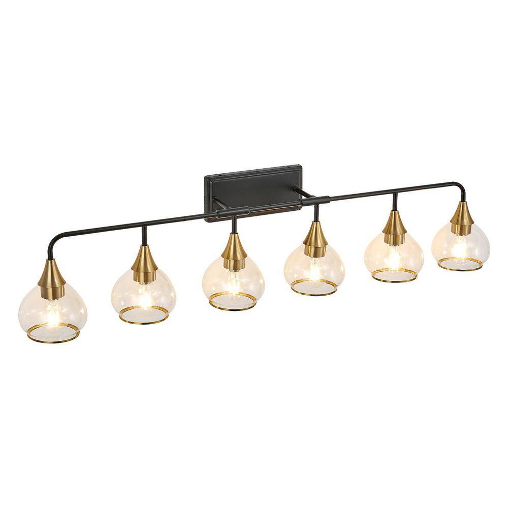 48.1 in. Modern 6-Light Black and Gold Bathroom Vanity Light, Wall Sconces for Mirror and Vanity (Bulb Not Included) price history on PriceWatchPro
