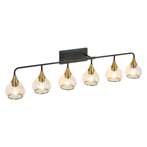 48.1 in. Modern 6-Light Black and Gold Bathroom Vanity Light, Wall Sconces for Mirror and Vanity (Bulb Not Included)