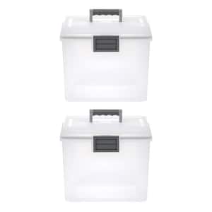 17 Qt. Legal File Storage Box for Letter, Storage Tote, with Organizer Lid, in Clear, (2 Pack)