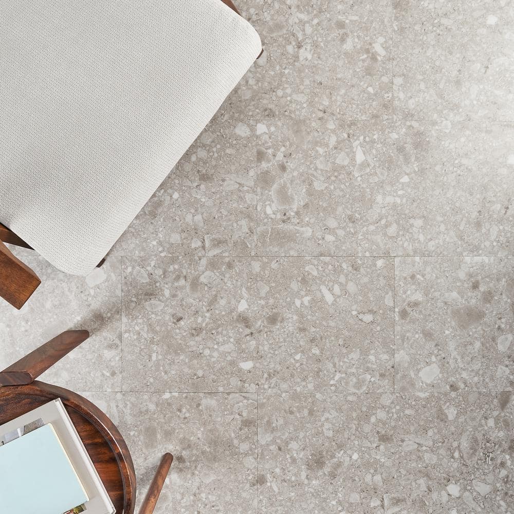 Gray Terrazzo Look 12" x 24" Waterproof Vinyl Tile