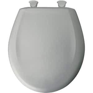 Soft Close Round Plastic Closed Front Toilet Seat in Ice Gray Removes for Easy Cleaning and Never Loosens