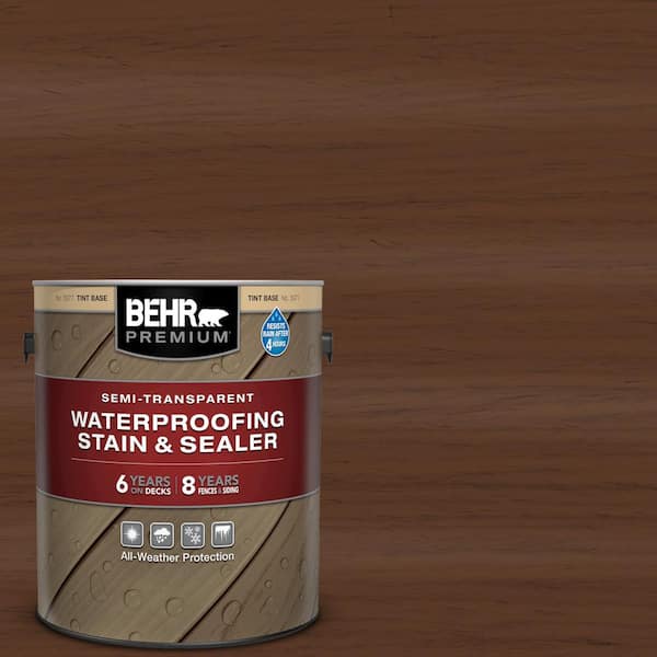BEHR PREMIUM 1 gal. #ST-135 Sable Semi-Transparent Waterproofing Exterior Wood Stain and Sealer