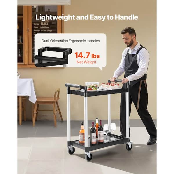 SKYSHALO Utility Cart, 300 lbs. Capacity, 2-Tier Utility Plastic