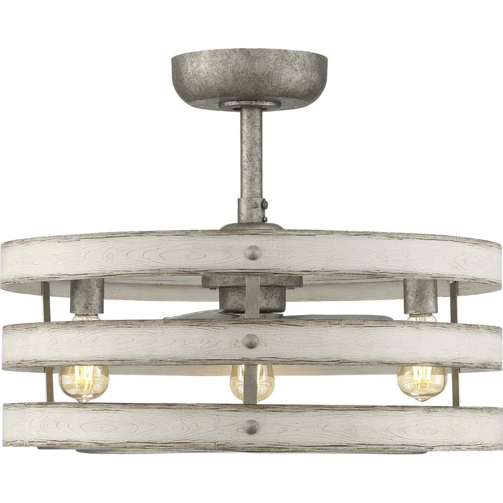 Gulliver Galvanized 24" Rustic Chandelier Ceiling Fan with Remote