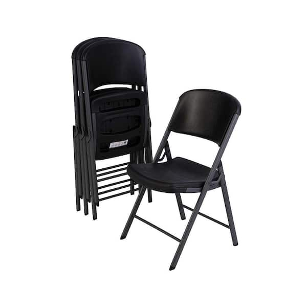 Black Plastic Seat Outdoor Safe Folding Chair (Set of 4)