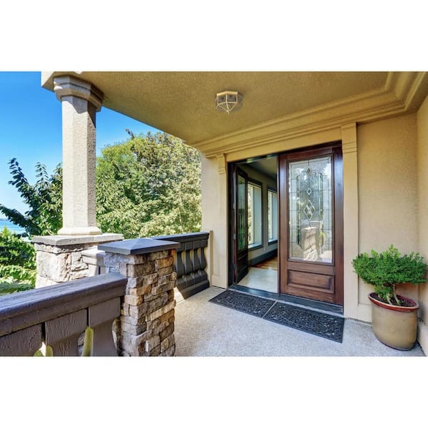 4-Light Polished Brass Clear Beveled Glass Traditional Indoor Outdoor 11-1/8" Flush Mount Light