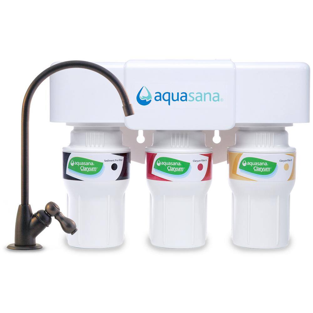 Aquasana 3-Stage Under Counter Water Filtration System with Faucet in Oil  Rubbed Bronze THD-5300.62 The Home Depot