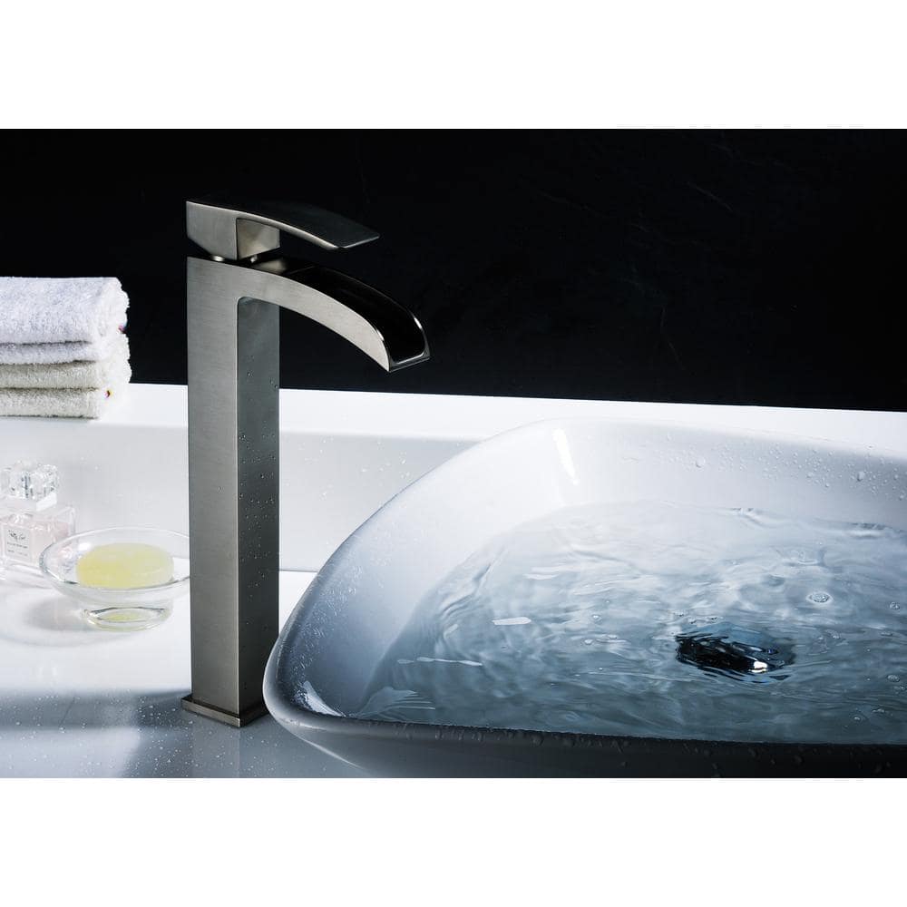 Minimalist Brushed Nickel Single-Handle Vessel Bathroom Faucet