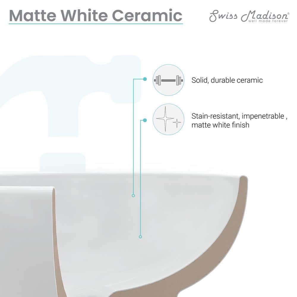 24" White Ceramic Vanity Top Sink Without Faucet Hole