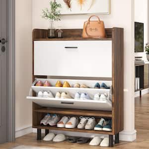 Ktaxon Shoe Cabinet for Entryway, Shoe Rack Shoe Storage Cabinet Organizer  with 3 Flip Drawers for Hallway Bedroom Closet Living Room Home Apartment,  White - ktaxon