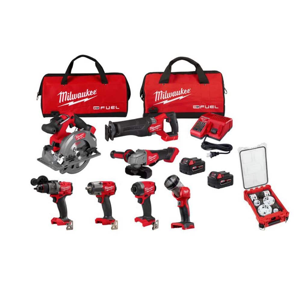 M18 FUEL 18V Brushless Cordless 7-Tool Combo Kit w/ (2) 5. 0Ah Batteries, Charger, 2 Bags with Hole Dozer 10-Pc price history on PriceWatchPro