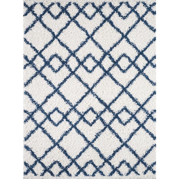 Kas Rugs Pax Ivory Blue Trends 9 ft. x 13 ft. Area Rug