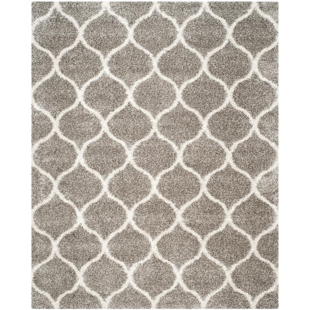 Hudson Shag Gray/Ivory 9 ft. x 12 ft. Geometric Trellis Area Rug price history on PriceWatchPro