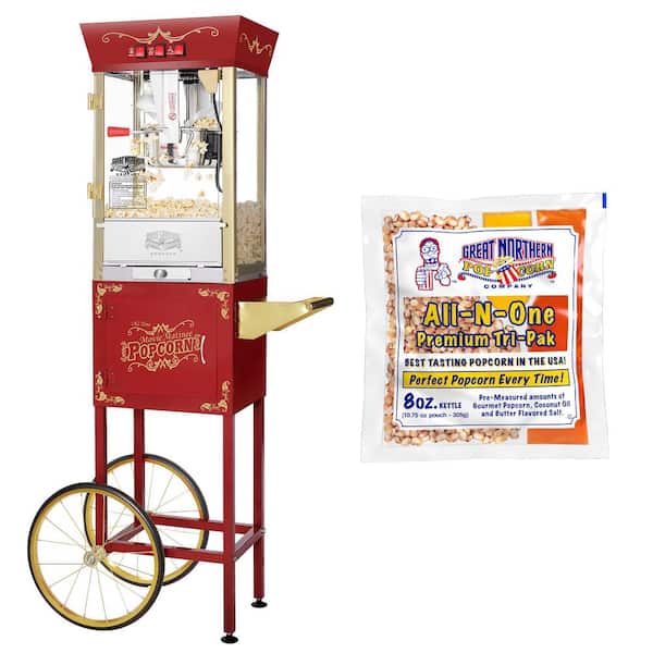 GREAT NORTHERN Good Time Countertop 850 W 8 oz. Red Hot Oil Popcorn Machine  154812YOZ - The Home Depot