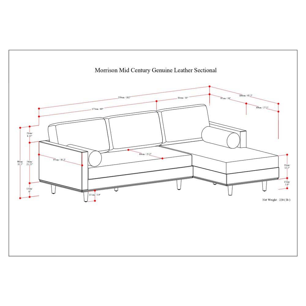 Morrison Sienna Leather Sectional Sofa with Pillow-top Arm