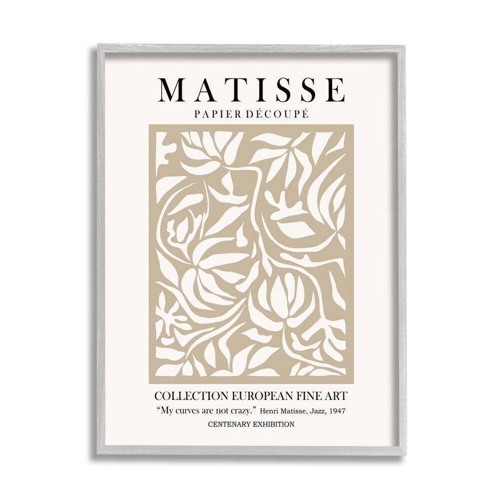 Neutral Floral Foliage Pattern Historical Exhibition Text by Ros Ruseva Framed Nature Art Print 30 in. x 24 in. price history on PriceWatchPro