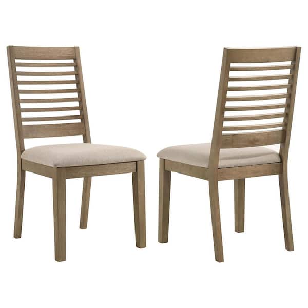 Coaster Scottsdale Washed Brown Fabric Ladder Back Dining Side Chair (Set of 2)
