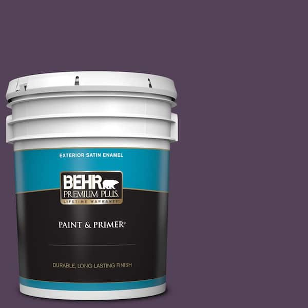 BEHR PREMIUM PLUS 5 gal. #S-H-680 Purple Bloom Satin Enamel Exterior Paint & Primer