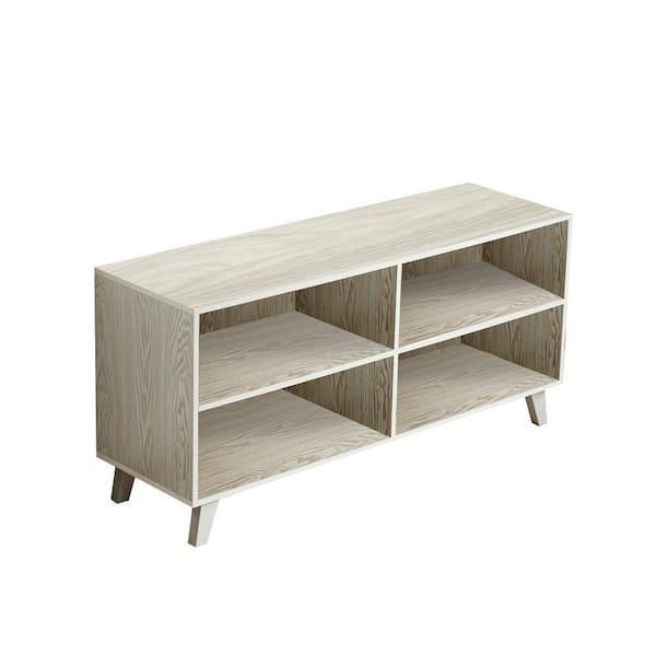 ANGELES HOME 52 in. White TV Stand Console with Open Shelves Fits TV's Up to 52 in.