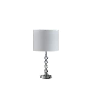 18 in. Silver Metal Table Lamp with White Globe Shade
