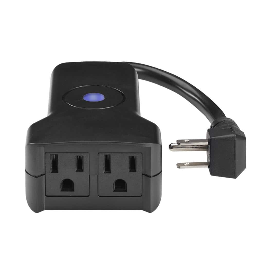 Basics Outdoor Smart Plug with 2 Individually Controlled Outlets,  2.4 GHz Wi-Fi, Works with Alexa Only, Black, 3.72 x 1.81 x 4.94 inches