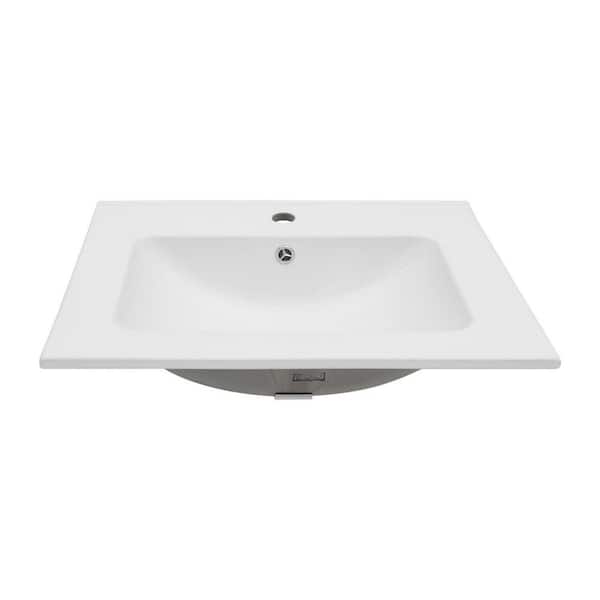 Anky 24 in. W Drop-in Bathroom Sink in White Ceramic