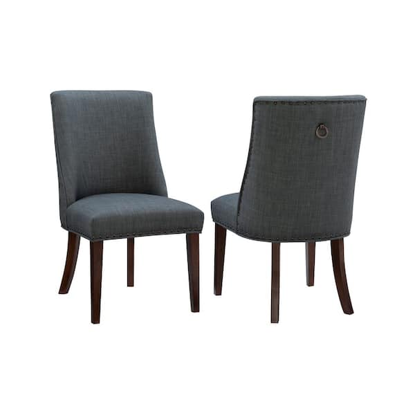 Powell Company Alessio Grey Linen Like Polyester Upholstered Dining Chair (Set of 2)