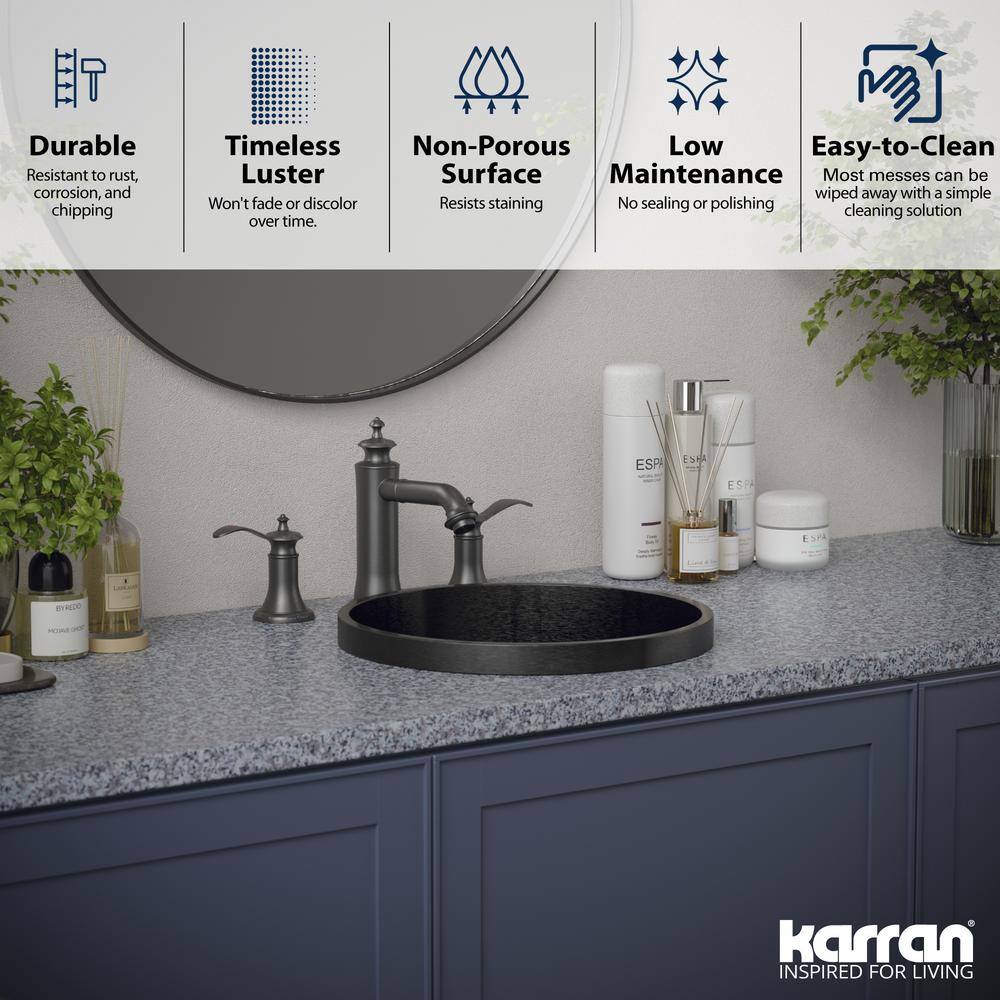 Gunmetal Grey 15'' Stainless Steel Circular Bathroom Sink