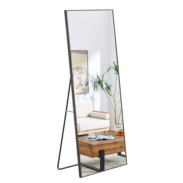 Unbranded 31.4 in. W x 71 in. H Rectangle Solid Wood Frame Dressing Mirror in Gray